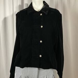 Coldwater Creek black Velvet silver button jacket sz L
